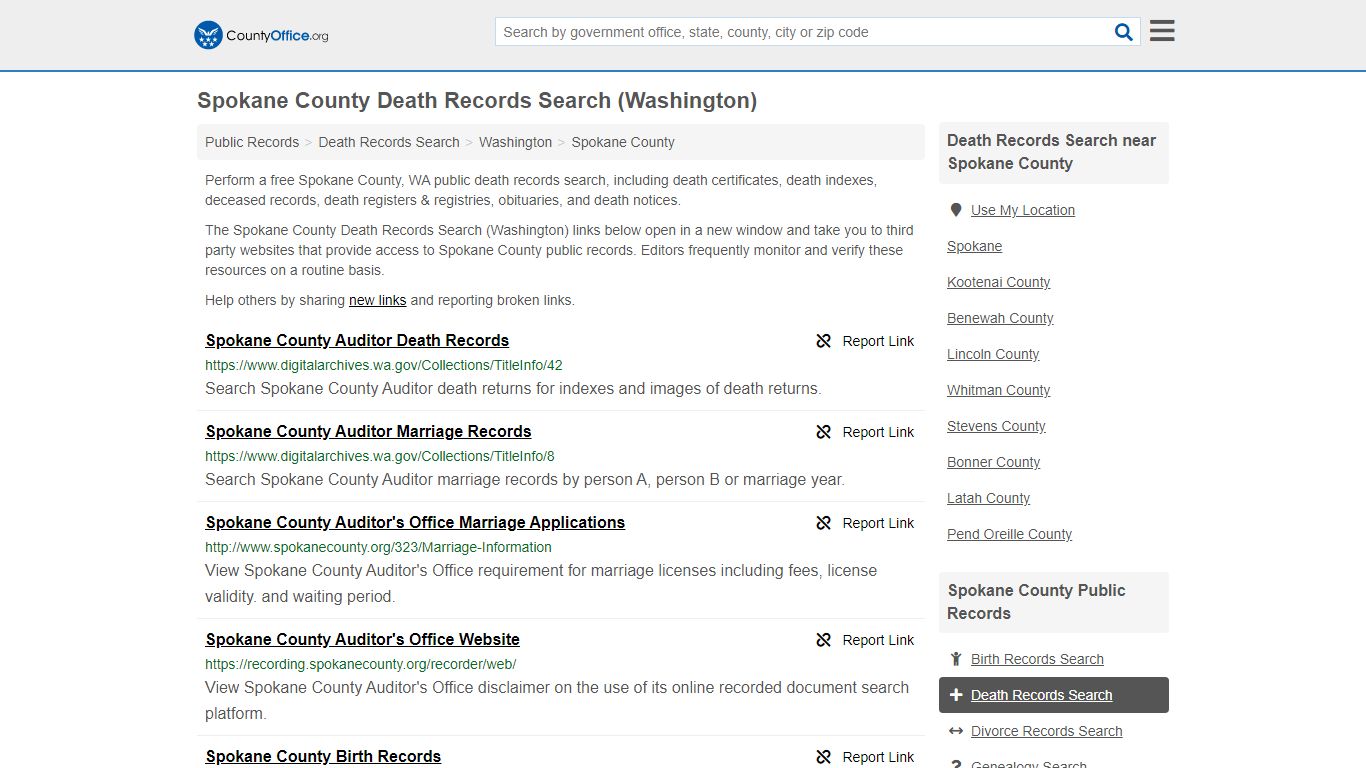 Death Records Search - Spokane County, WA (Death ...