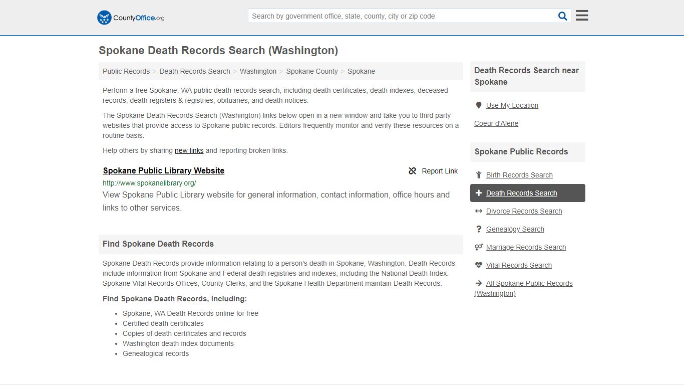 Death Records Search - Spokane, WA (Death Certificates ...